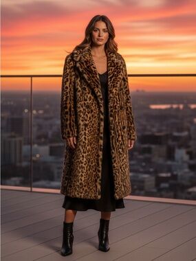 NWT Ralph Lauren x Friends Collection Leopard-Print Haircalf Coat Sz S $2998.99